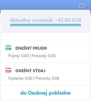 menu stavu pokladnice