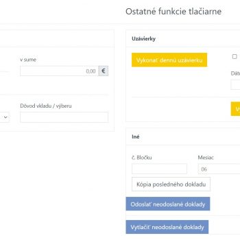 okno ostatných funkcií