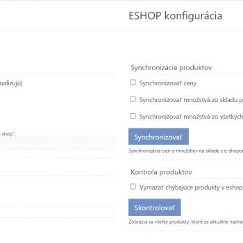Základné okno Eshop
