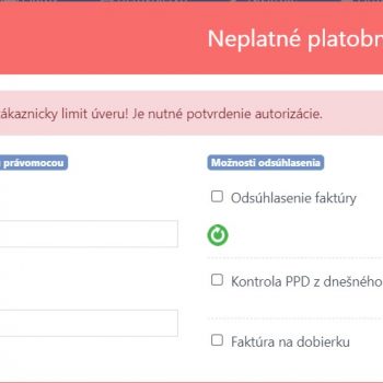 Okno Odsúhlasovania faktúry
